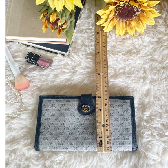 Vintage Gucci Vintage Monogram Navy Wallet - Picture 3 of 15